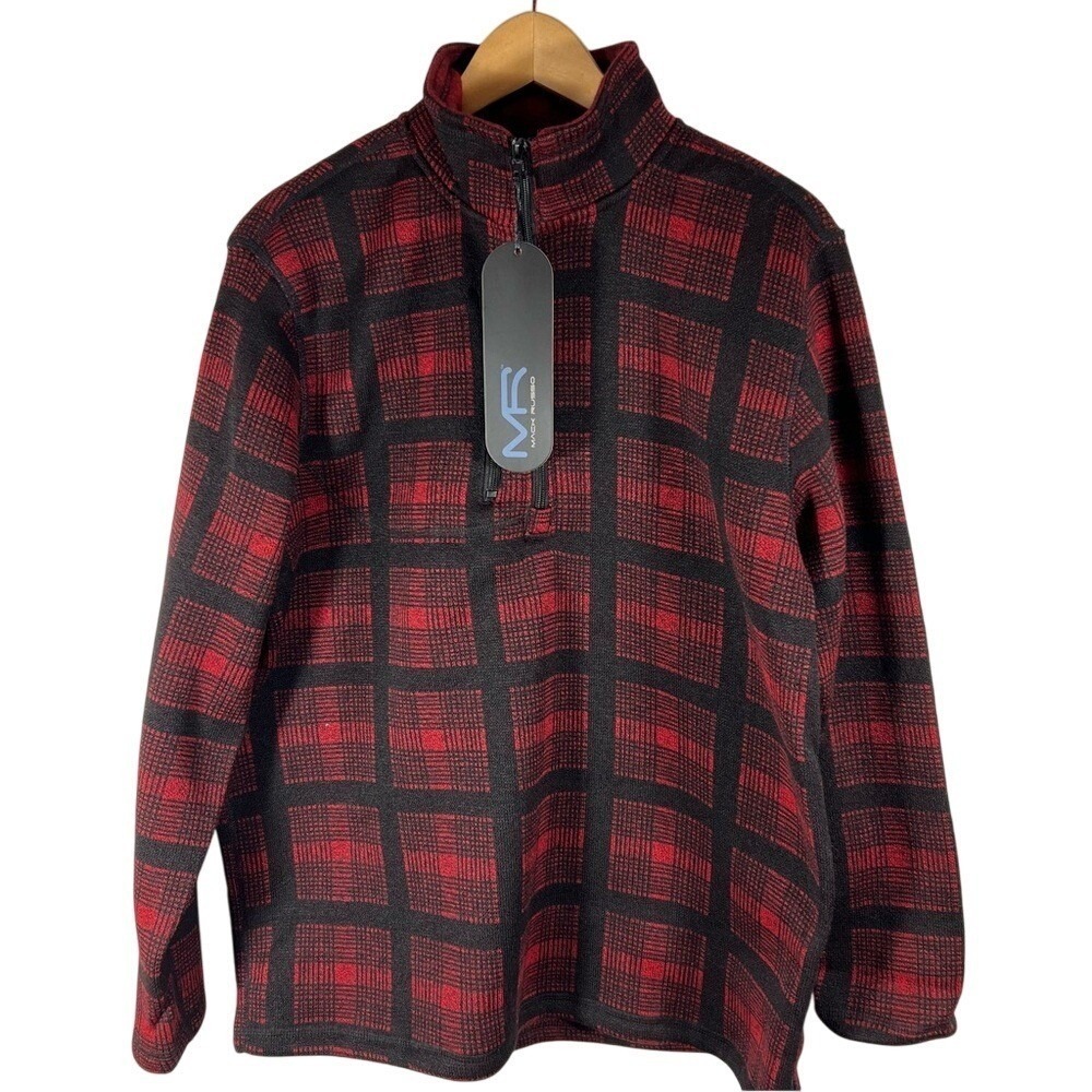 Mack Russo Flannel Half Zip Pullover, Men's, Red / Black, Size Medium NWT